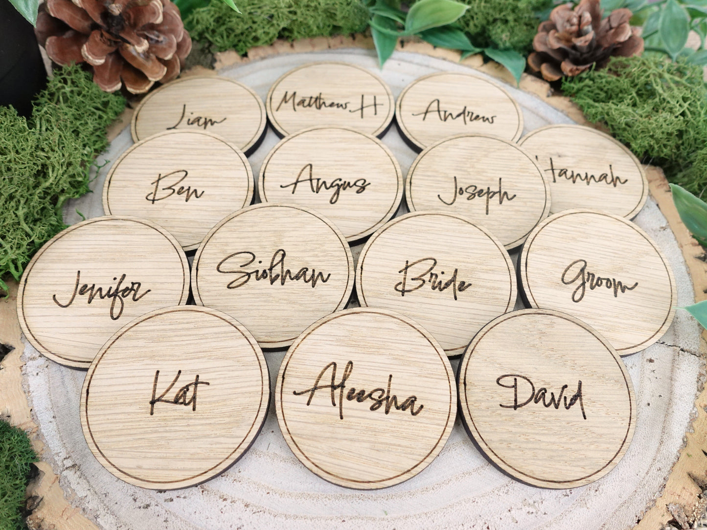 Wooden table place names