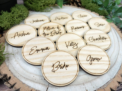 Wooden table place names