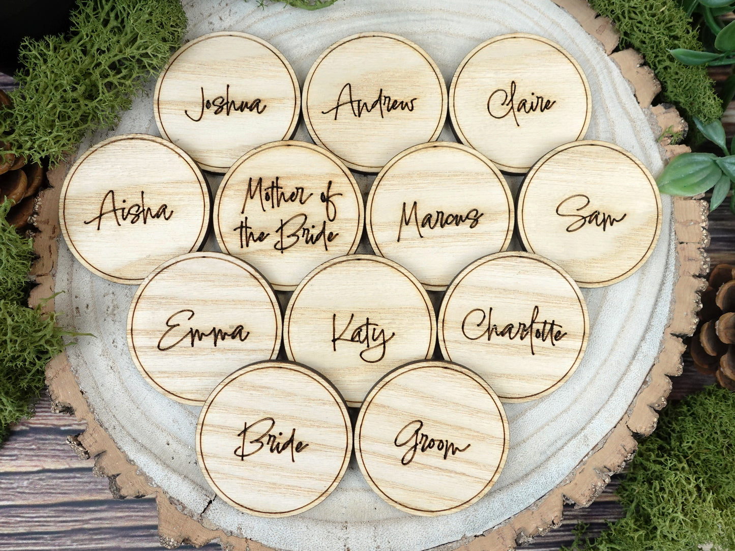 Wooden table place names