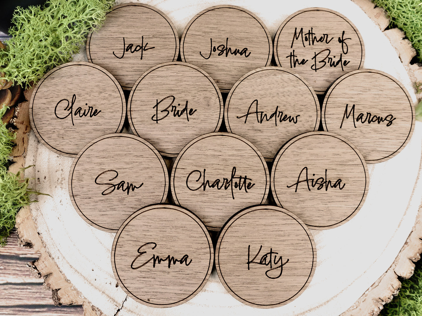 Wooden table place names