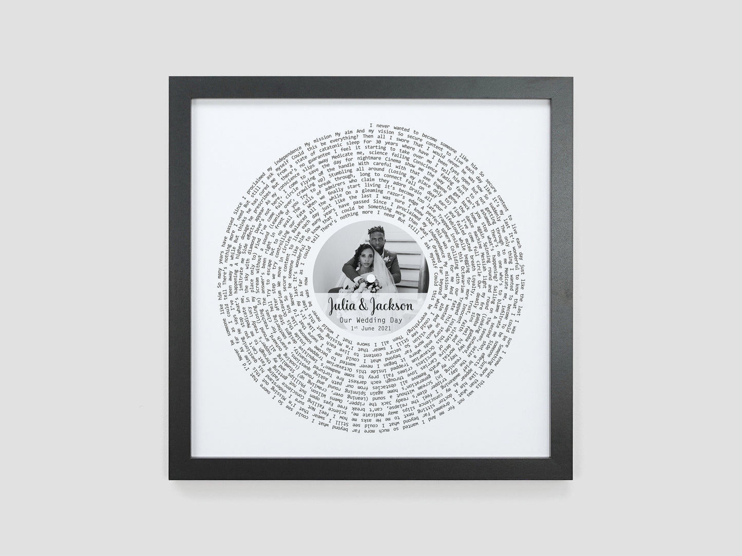 Custom song lyrics print