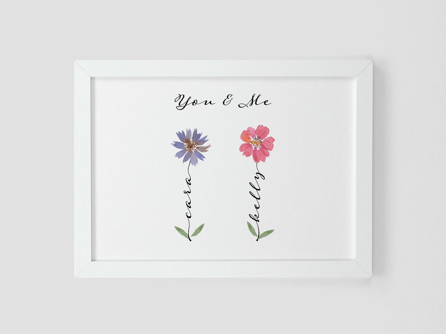 Personalised flower family name print