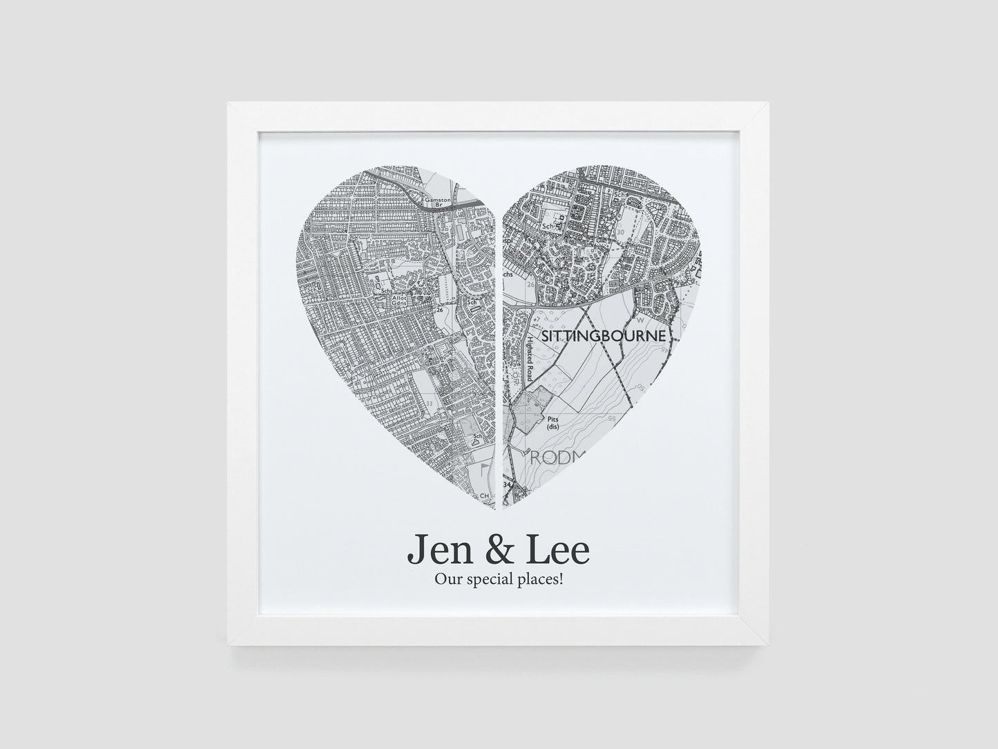 Black and White Couple Map Print *ANY LOCATION*