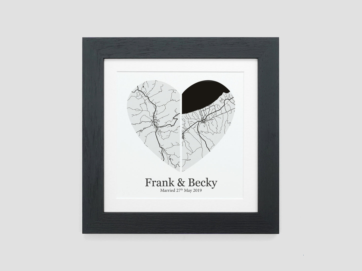 Black and White Couple Map Print *ANY LOCATION*