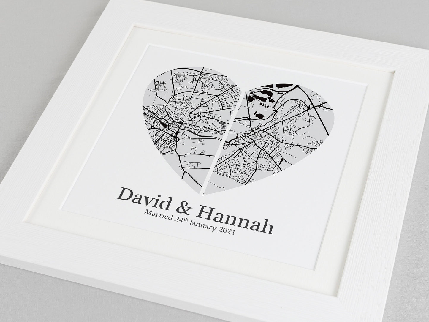 Black and White Couple Map Print *ANY LOCATION*