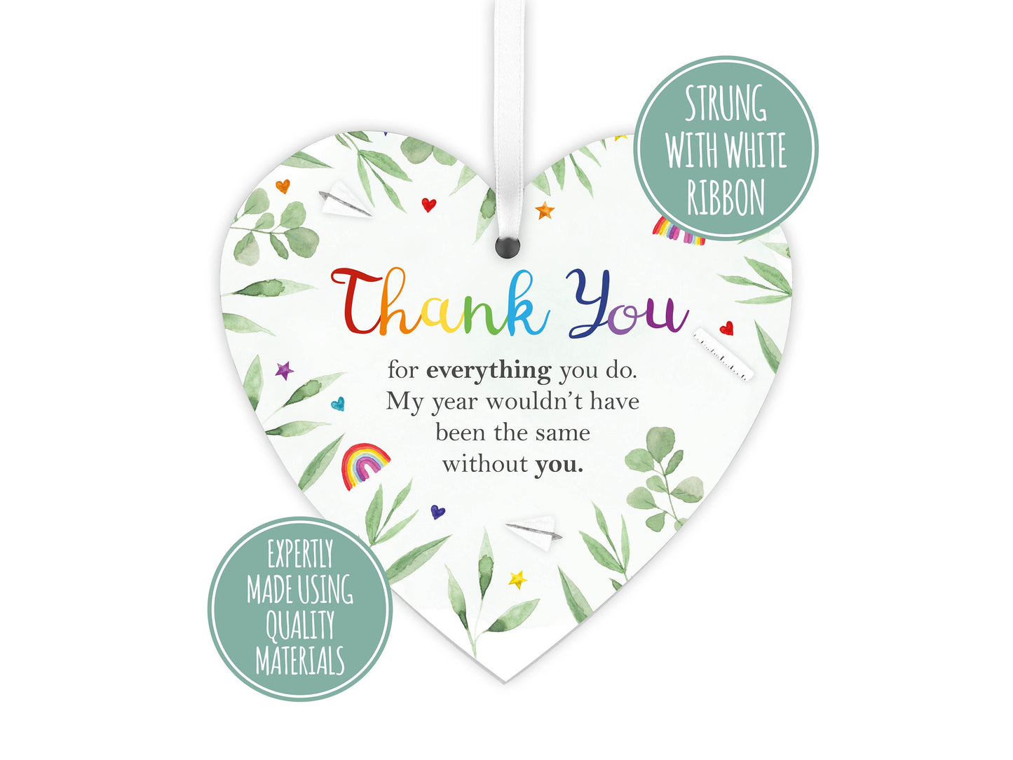 Thank you nursery teacher rainbow gift | Handmade wooden heart poem | End of term TA present | School Teacher Small leaving Gift LC009