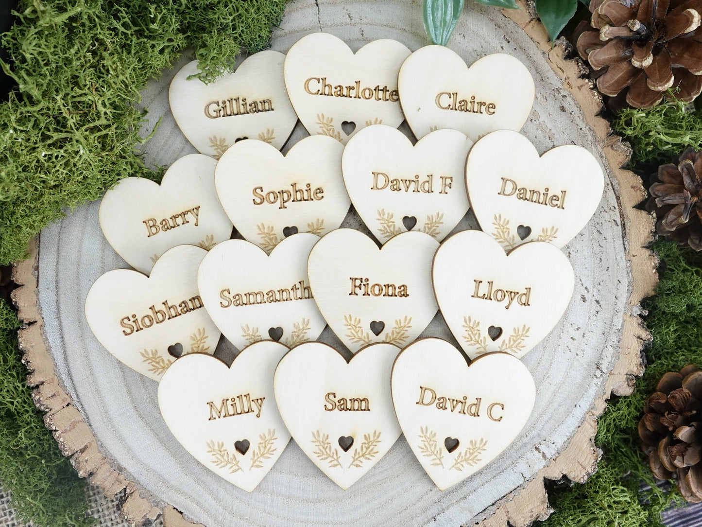 Wooden table place names