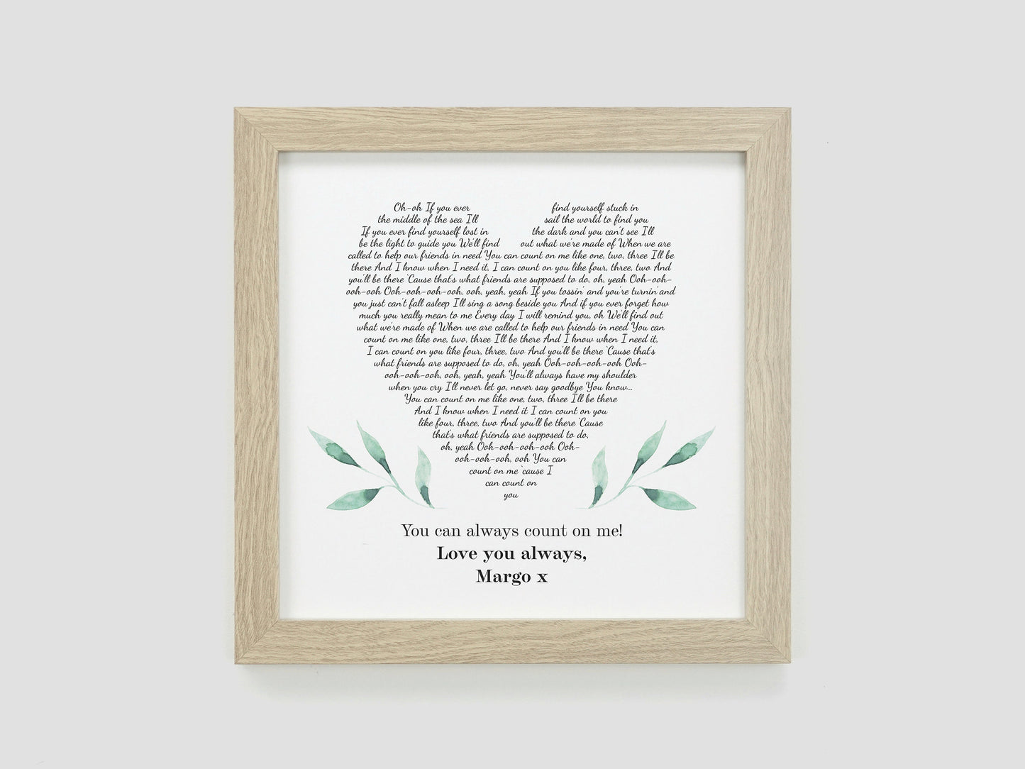 Personalised heart song lyrics gift
