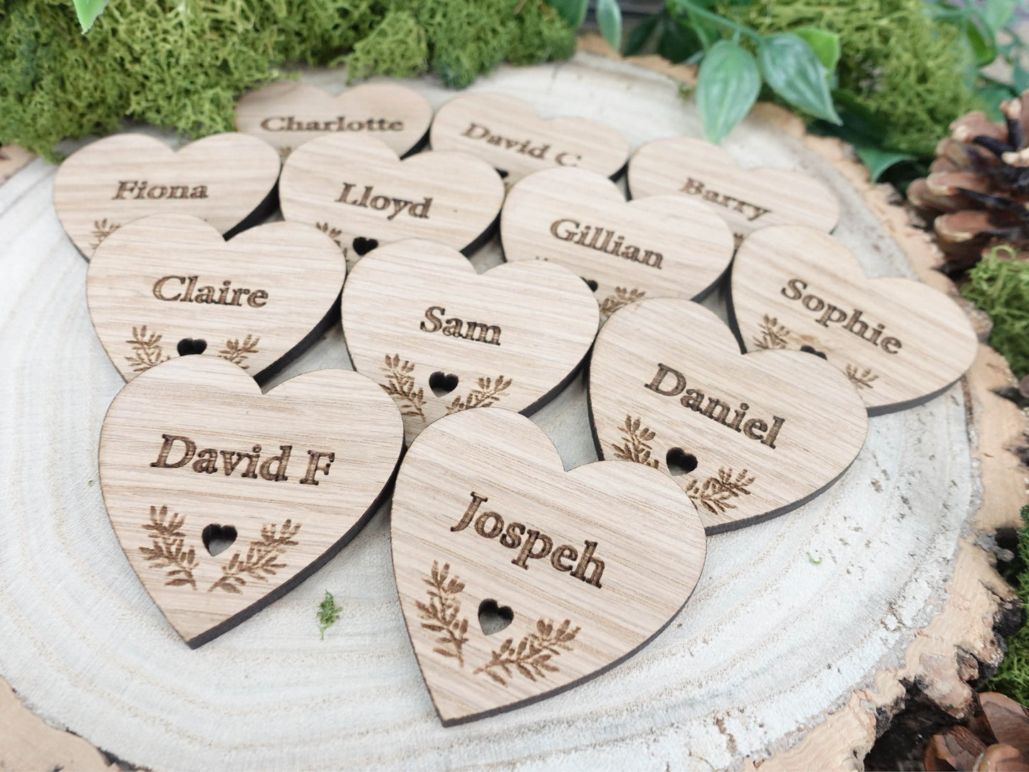 Wooden table place names
