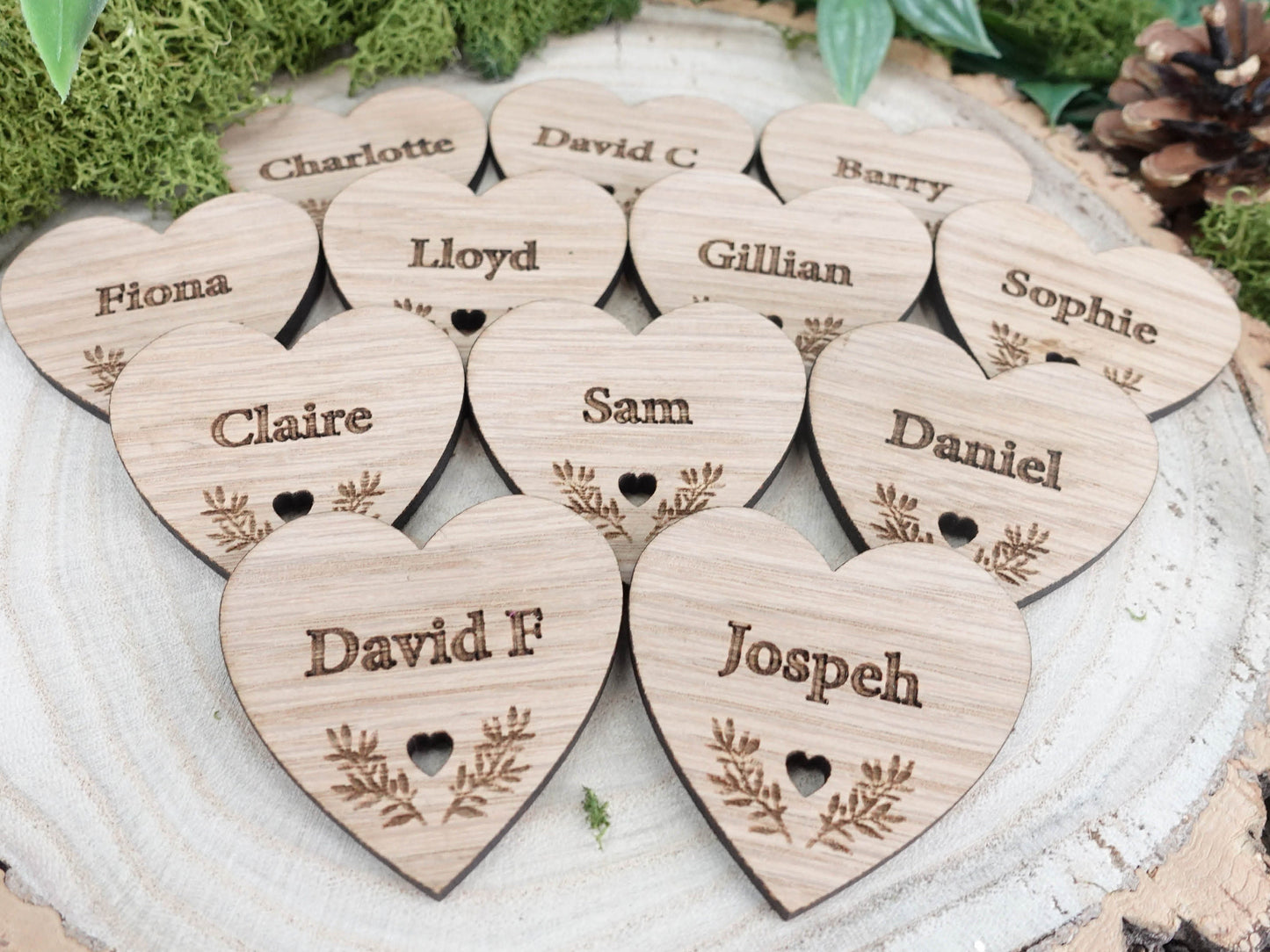 Wooden table place names