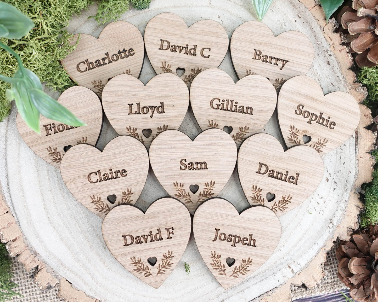 Wooden table place names
