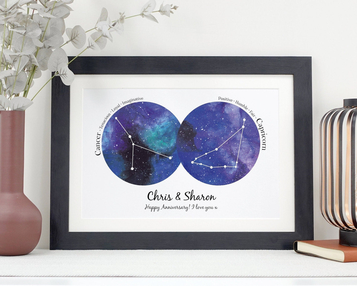 Couple star sign personalised gift
