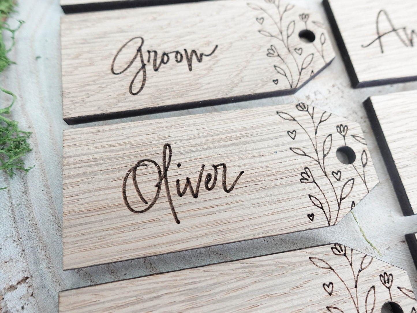 Wooden table place names