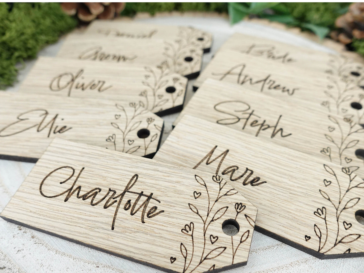 Wooden table place names