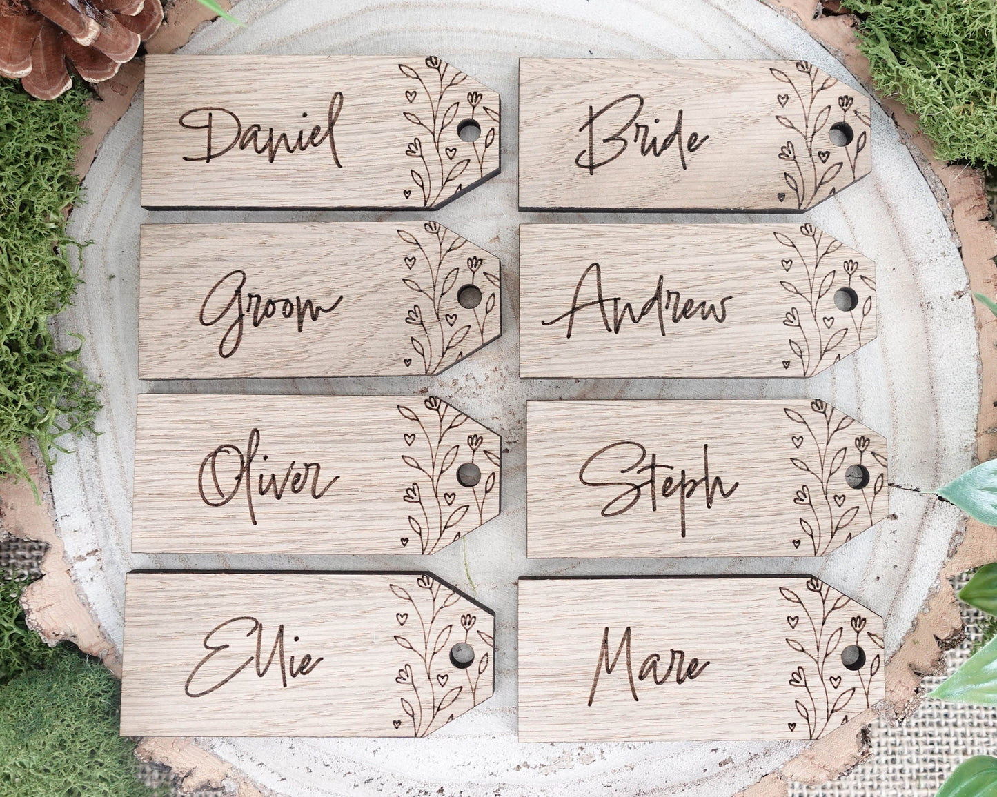 Wooden table place names