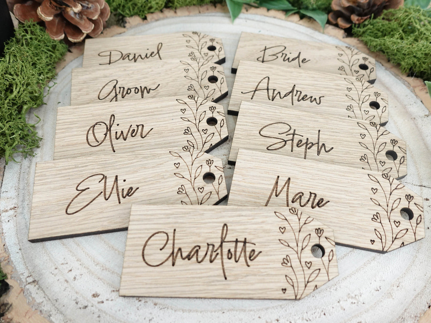 Wooden table place names