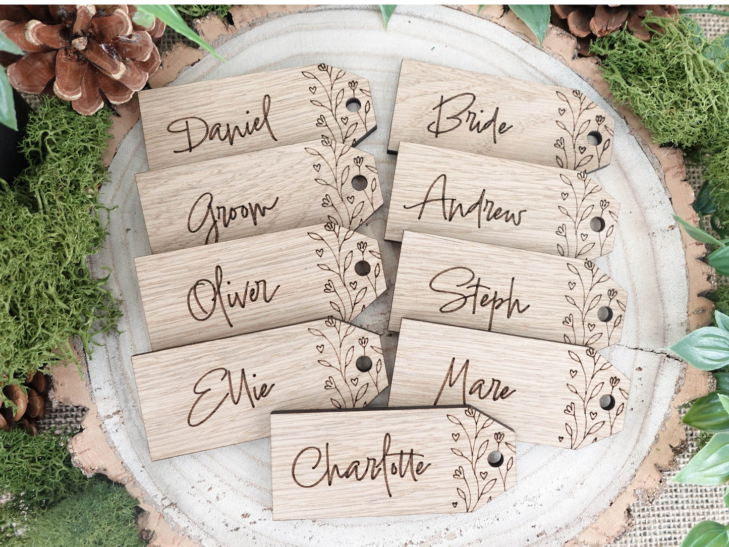 Wooden table place names