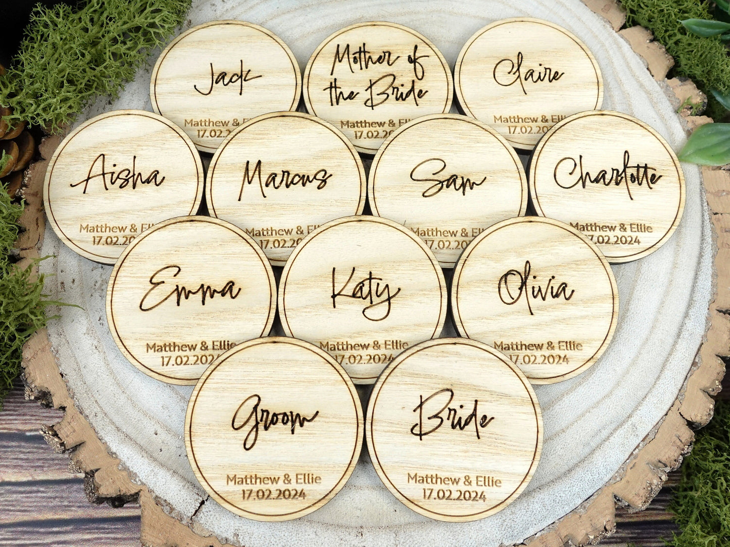 Wooden table place names