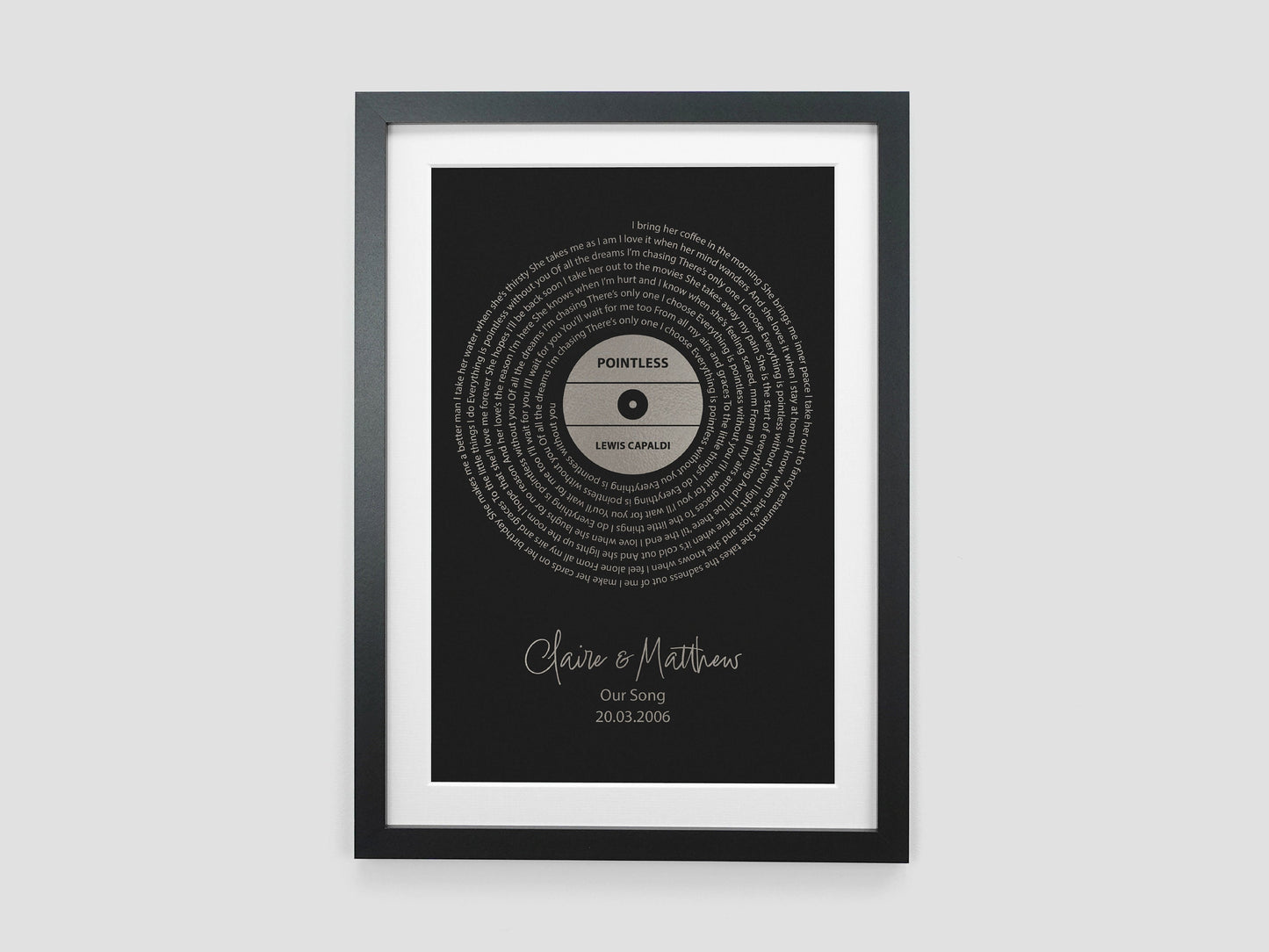 Personalised song lyrics print