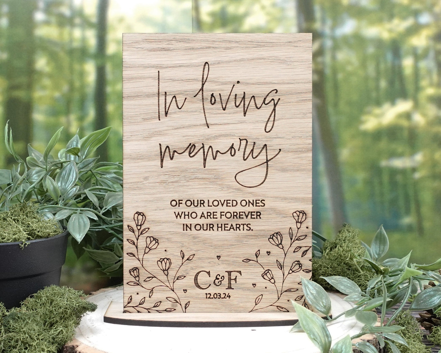 Wooden Memorial Wedding Sign - Personalised with initials and wedding date VA221