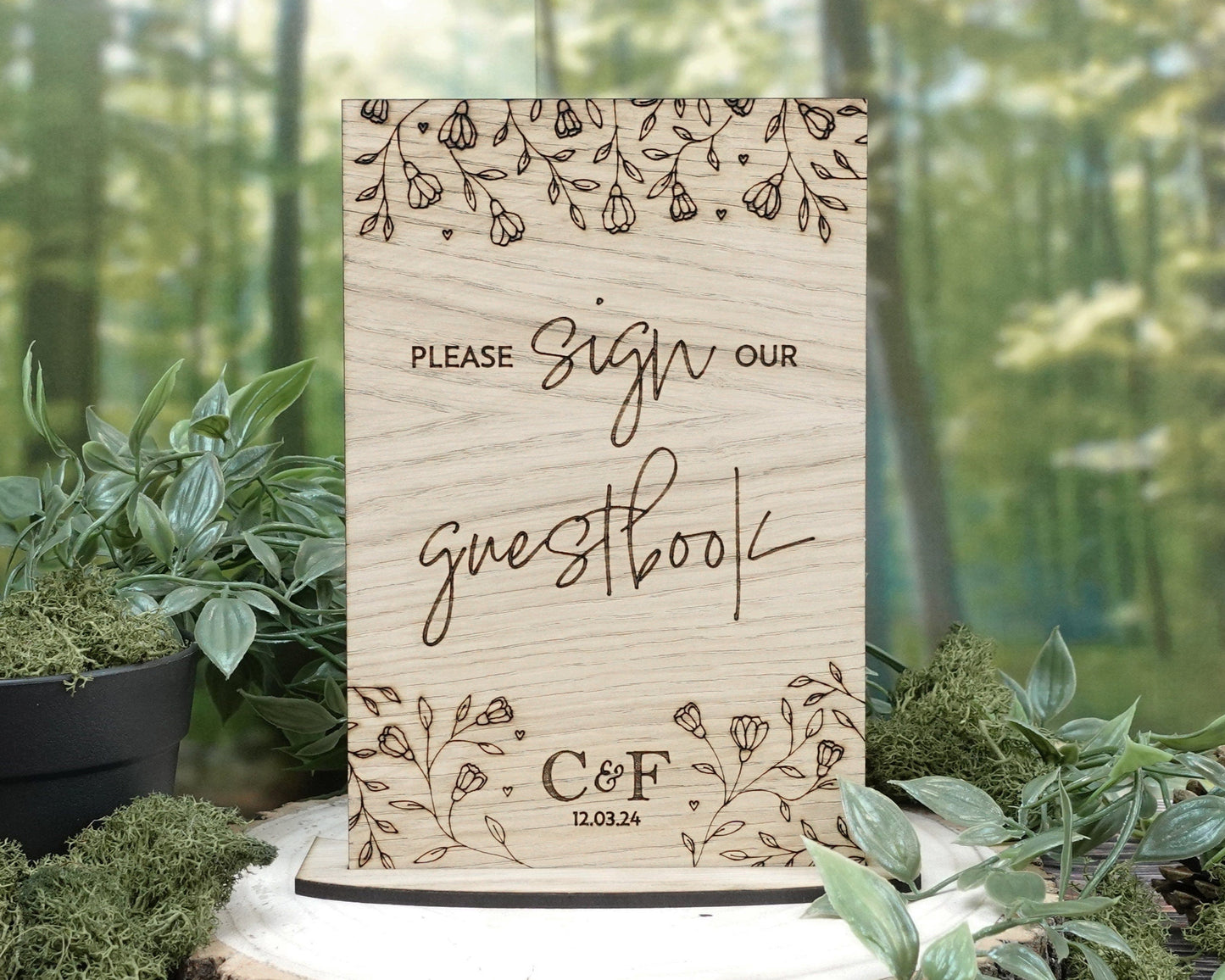 Wooden Sign our Guestbook Wedding Sign - Personalised with initials and wedding date VA218