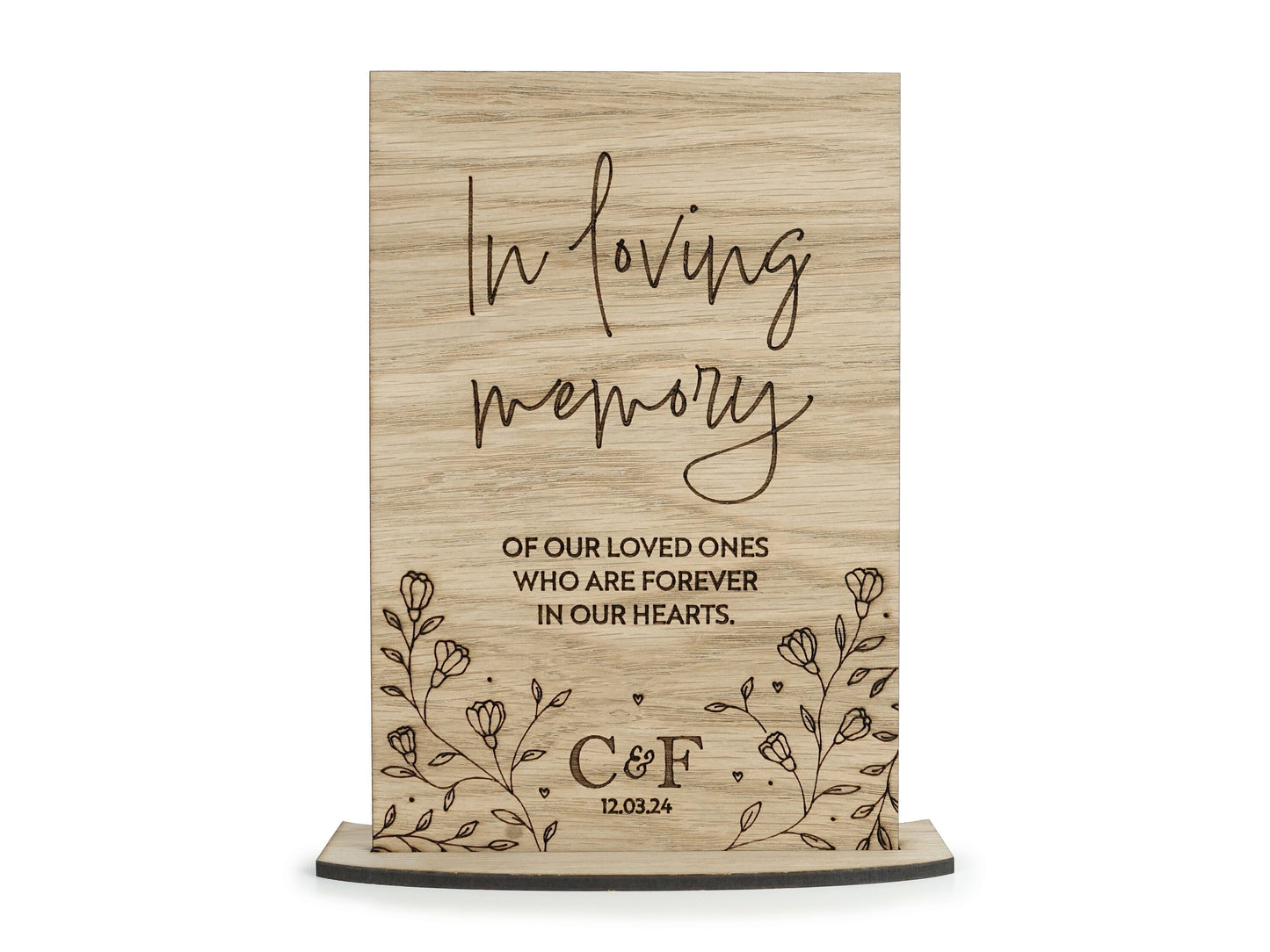 Wooden Memorial Wedding Sign - Personalised with initials and wedding date VA221