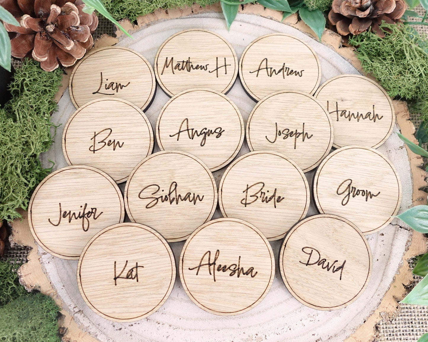 Wooden table place names