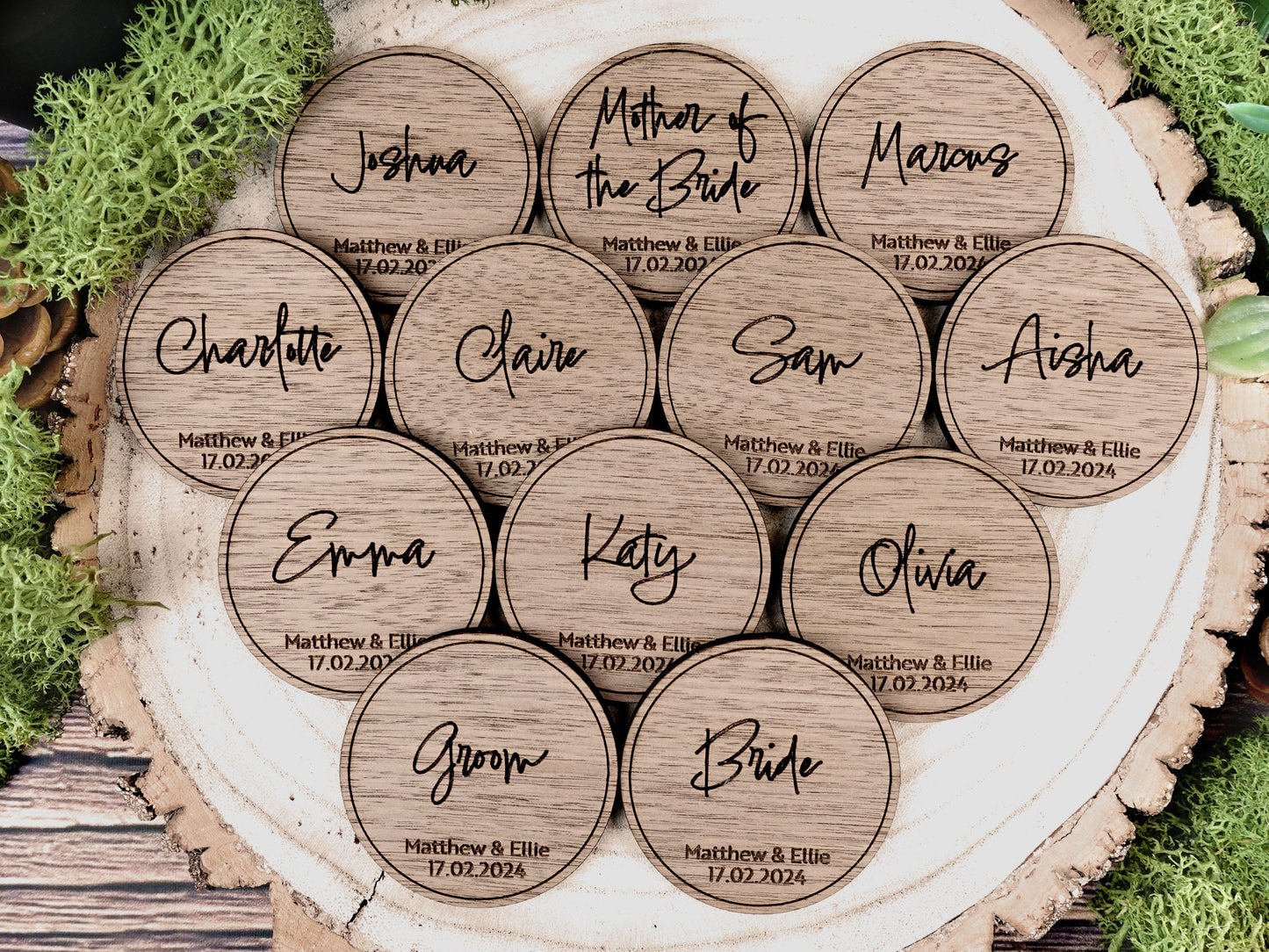 Wooden table place names