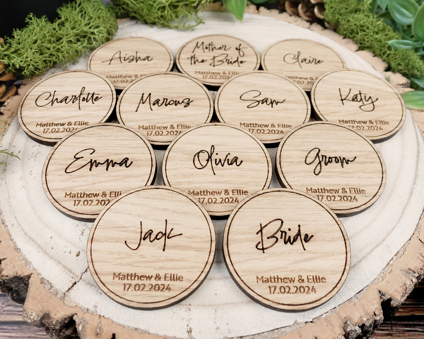 Wooden table place names