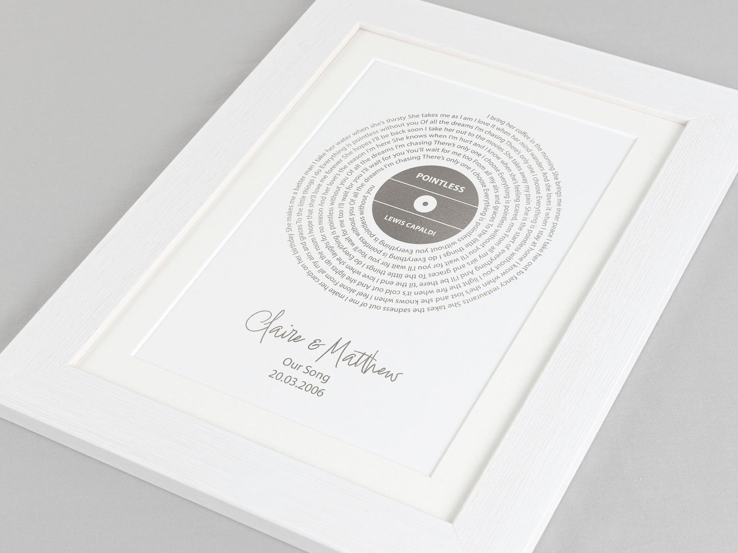 Personalised song lyrics print