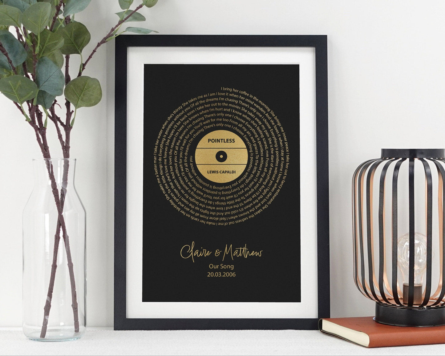 Personalised song lyrics print