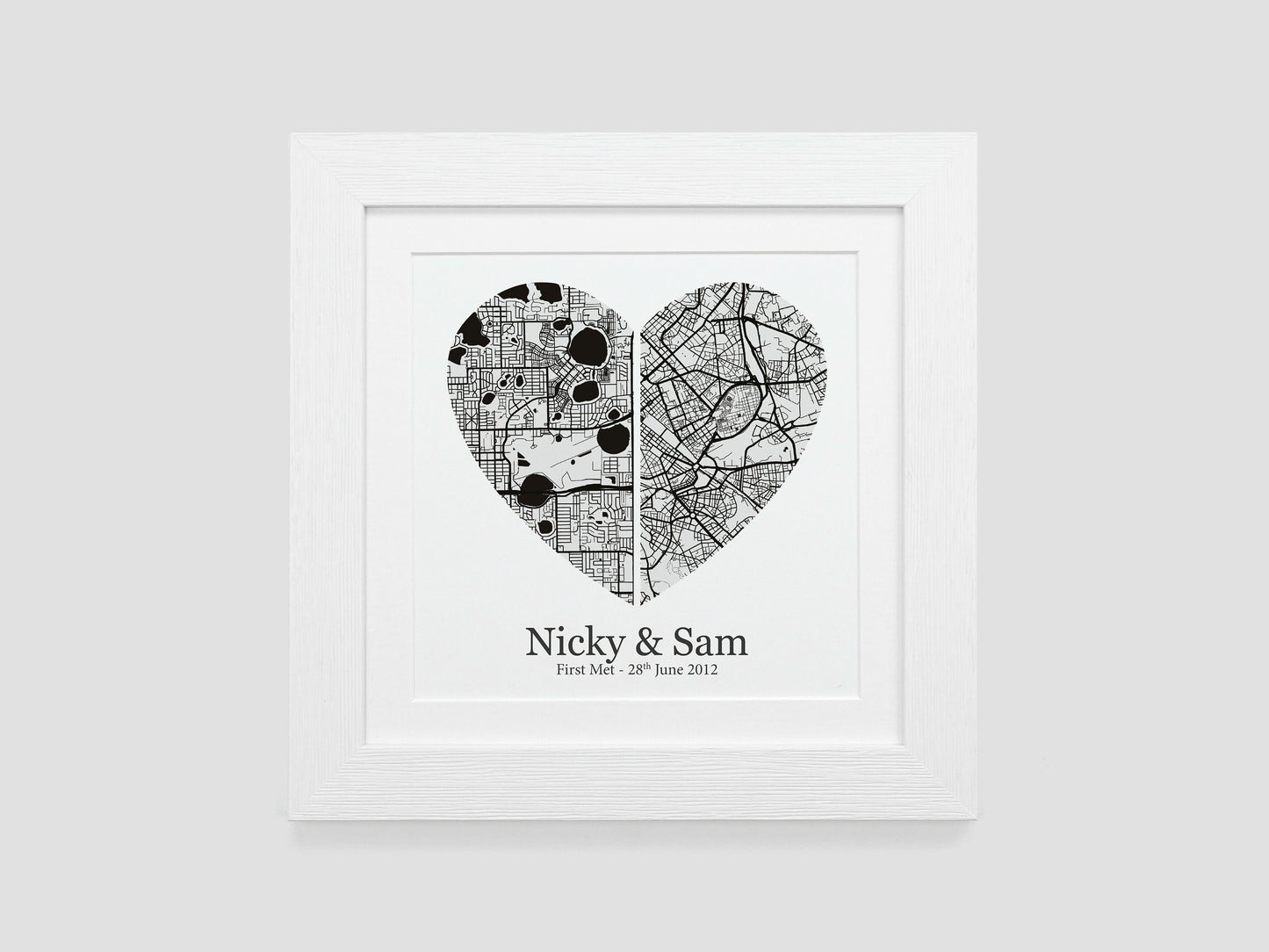 Black and White Couple Map Print *ANY LOCATION*