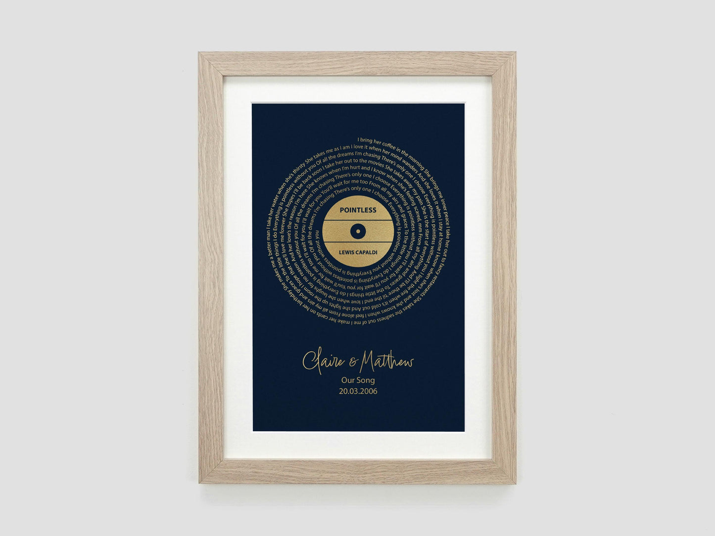 Personalised song lyrics print
