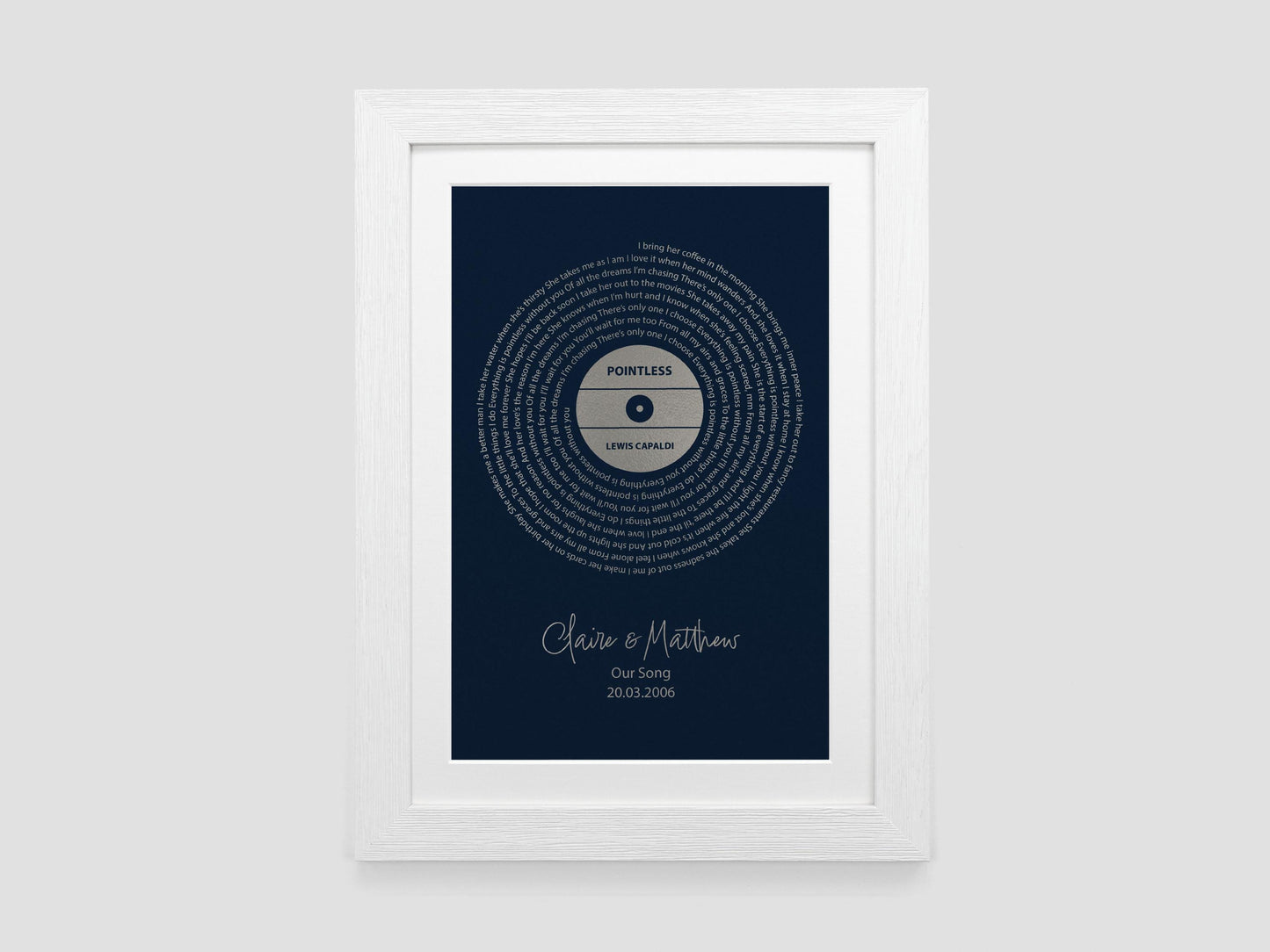 Personalised song lyrics print