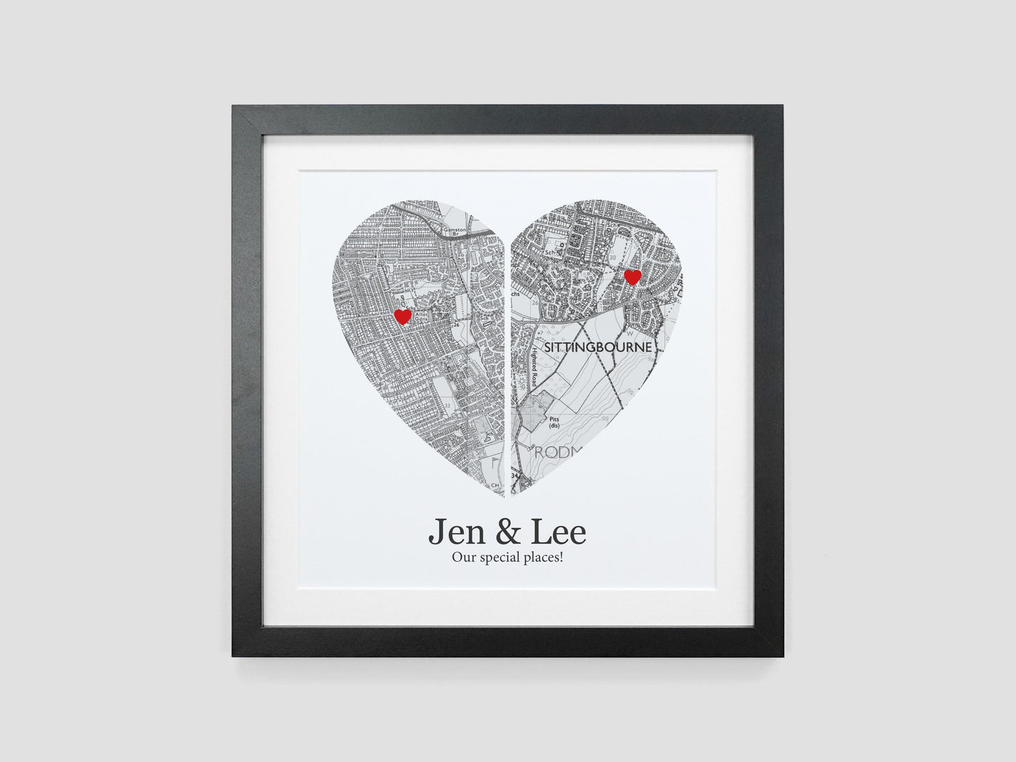 Black and White Couple Map Print *ANY LOCATION*