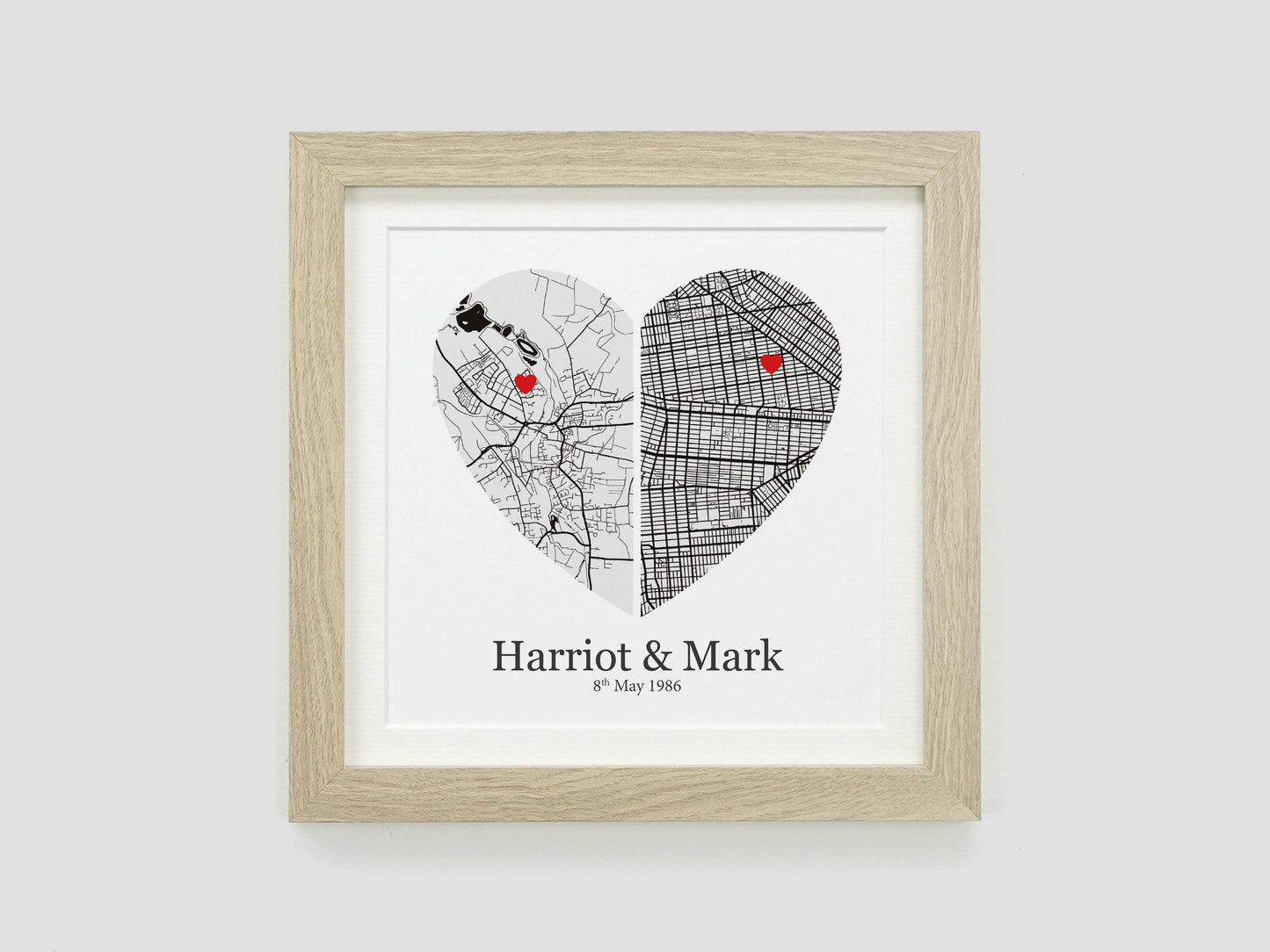 Black and White Couple Map Print *ANY LOCATION*