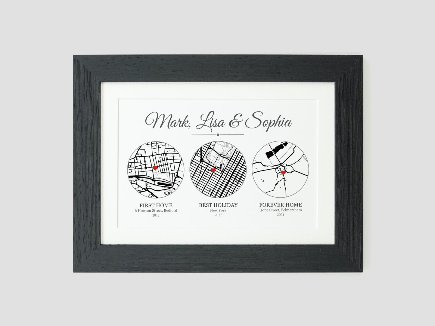 Met Engaged Married circle map print