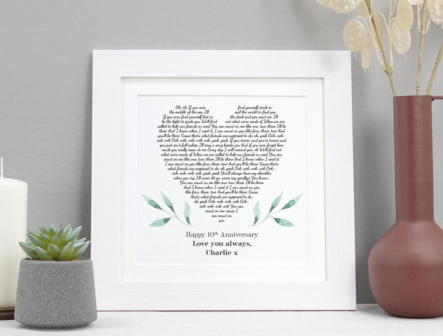 Personalised heart song lyrics gift