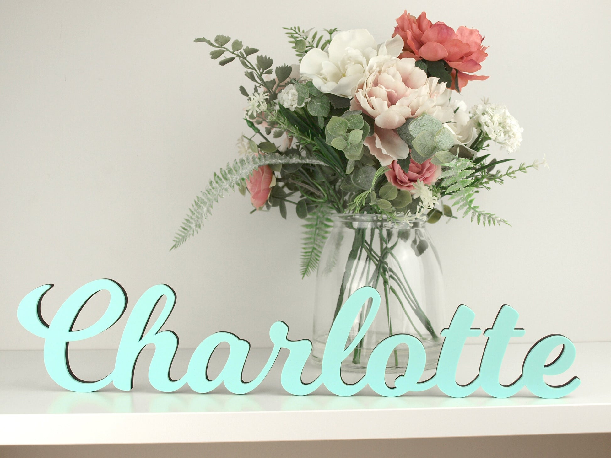 Acrylic Name Sign | Personalised Premium Acrylic & Wood Sign | Calligraphy Family Name, Nursery, Baby, Home, Bedroom | Photo prop LC002