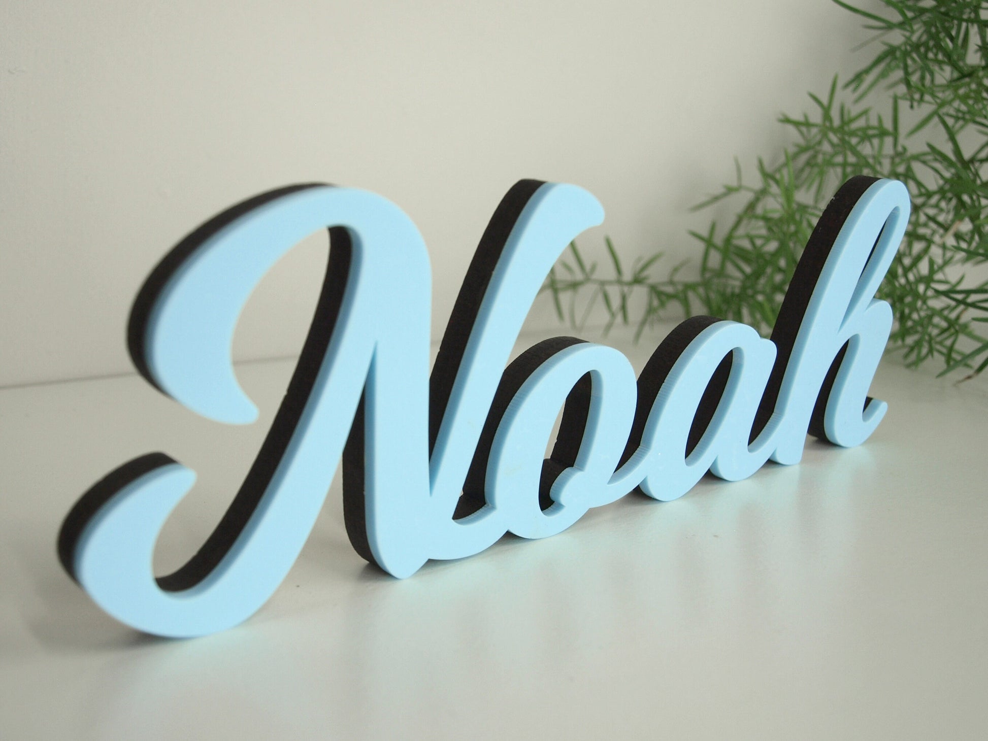 Acrylic Name Sign | Personalised Premium Acrylic & Wood Sign | Calligraphy Family Name, Nursery, Baby, Home, Bedroom | Photo prop LC002