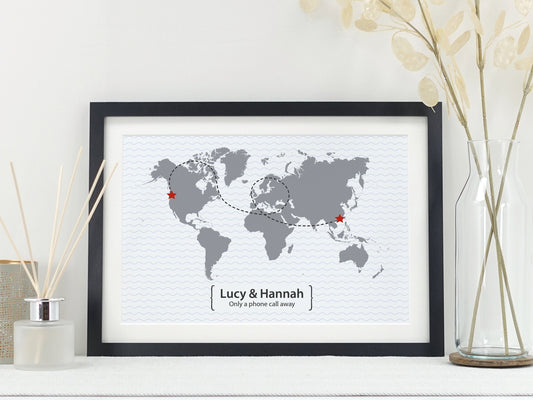 Friends leaving present | Personalised leaving map gift | Moving away present | New home gift | New start gift | CHOICE OF COLOUR VA040