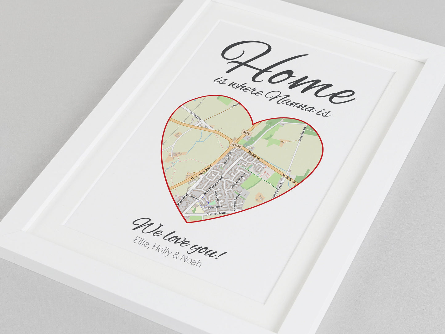 Map gift for Mum Aunt Nan | Home is where mum is | Grandparents gift | Birthday present for Mummy Aunt Nan Mom Grandma | Map Present VA124