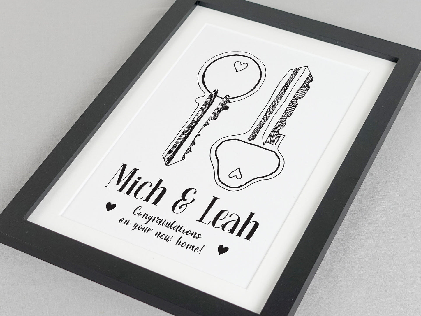 Keys to New Home Print | Housewarming Gift | Moving In Present | Couples Home Gift | Black and White Home Print VA179