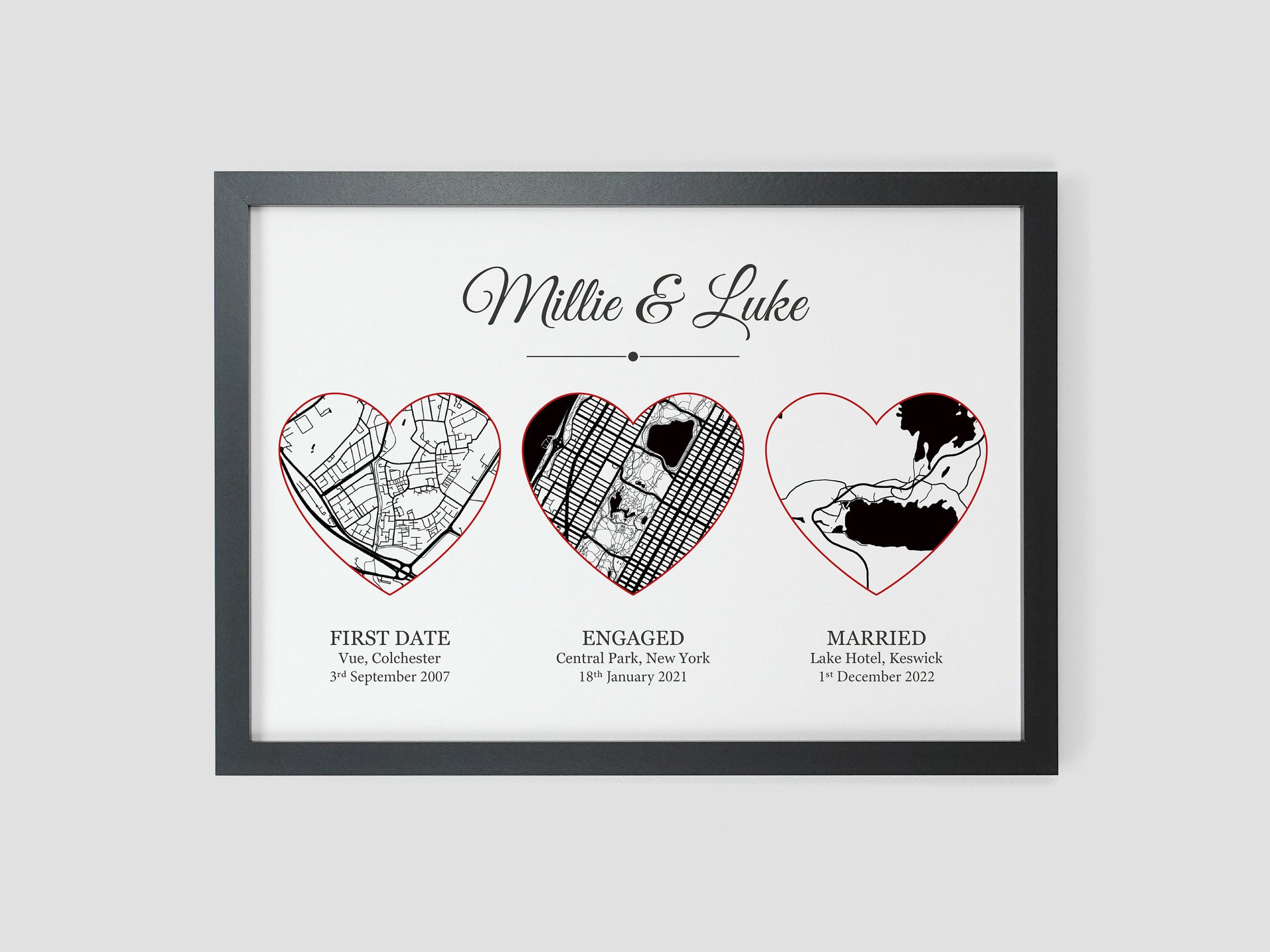 Met Engaged Married Wedding Gift | Wedding Anniversary Present | Couples Print Gift | Paper Anniversary | Gift for Wife Husband VA069