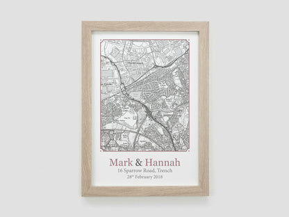 Black and White New Home Map | House Moving Present | Home Décor | First Home Present | Friends Retirement Gift | Couples Wedding Gift VA117