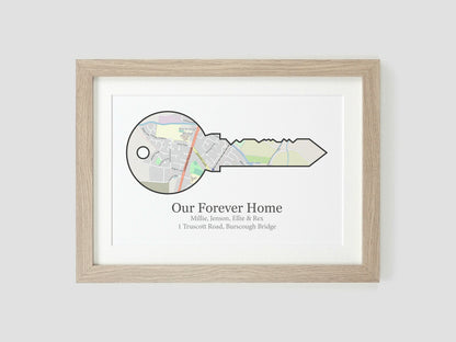 New Home Map Poster | Home Key Gift | Unique Housewarming Ideas | Moving in Gift | First House Print | Family Gift | Couples Present VA127