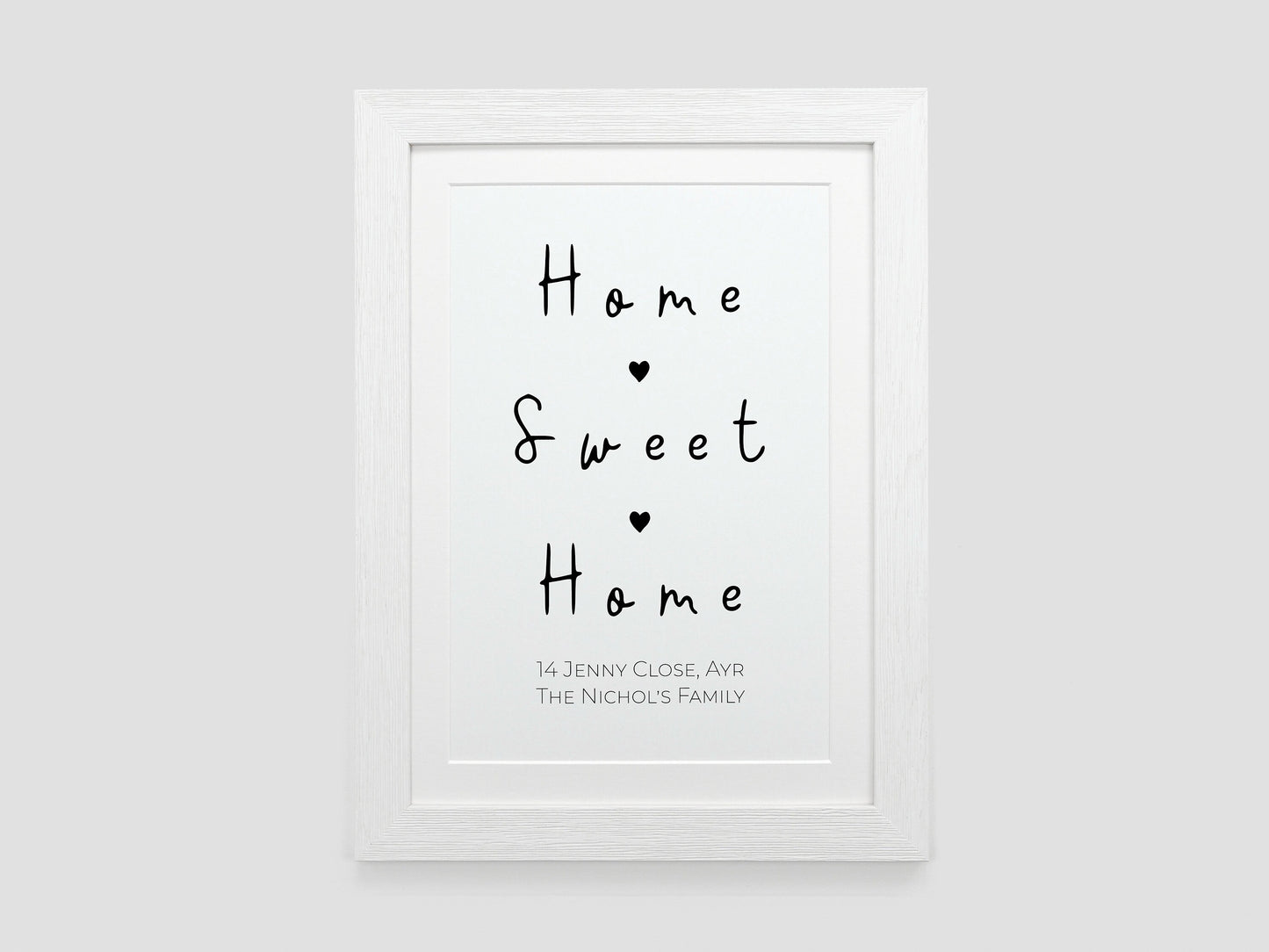Home Sweet Home Print | Personalised New Home Gift | Moving House Present | Housewarming Gift Idea | Black and White Home Décor VA168