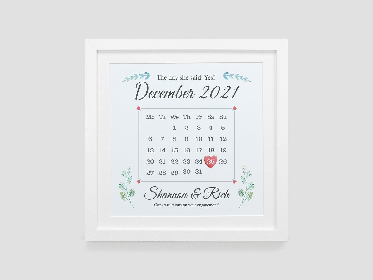 Wedding Present | Personalised Wedding Day Keepsake | Calendar Gift | Gift for Newly Weds | Paper Wedding Anniversary | Just Married VA105
