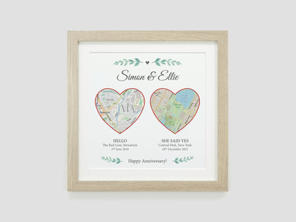 Special Place Map Gift | Paper Wedding Anniversary Poster Print | Gift for her | Map Present for Couples | Special Keepsake Gift VA119