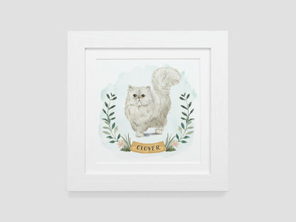 Personalised watercolour cat portrait with name | VA237